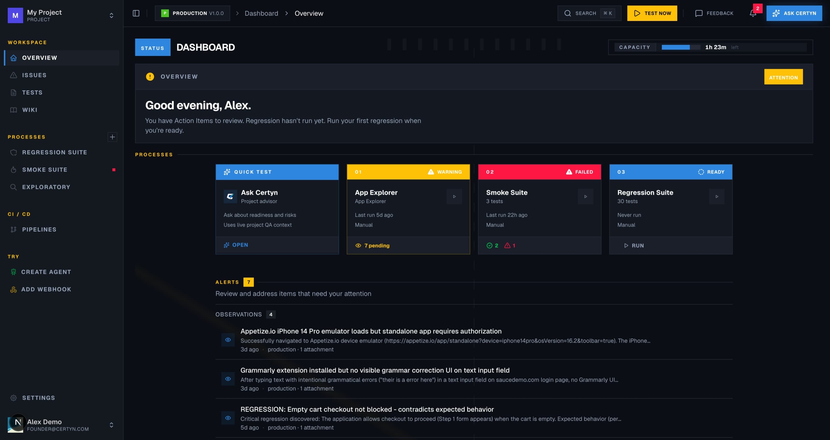 Certyn dashboard